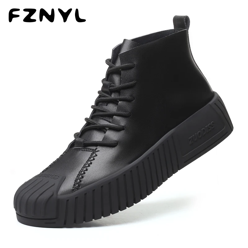 

FZNYL 2019 New Style Ankle Boots Cow Split Leather Vintage Fashion Autumn Casual Men's Shoes Lace-up Big Size 38-44