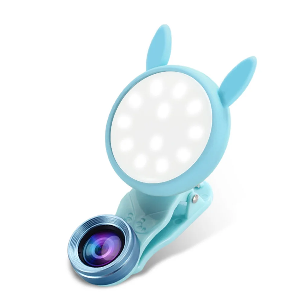 FDBRO LED Selfie Light Mobile Phone Lens Fill-in light+0.62X Wide Angle Lens+ 20X Macro Lens Kit For iPhone Samsung phones