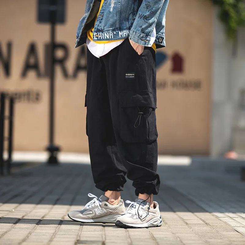 Мужские шаровары Harajuku, комбинезоны, мужские уличные черные походные Мужские штаны, свободные винтажные мешковатые штаны для бега в стиле хип-хоп