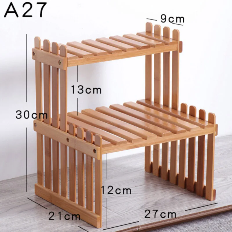 2 Tiers 27cm 1/2 ярусов, Настольный держатель для цветочных горшков, маленькая настольная подставка для цветов, домашняя, для балкона, напольная подставка, подставка для растений, подставка для цветов, Бамбуковая - Цвет: 2 Tiers 27cm