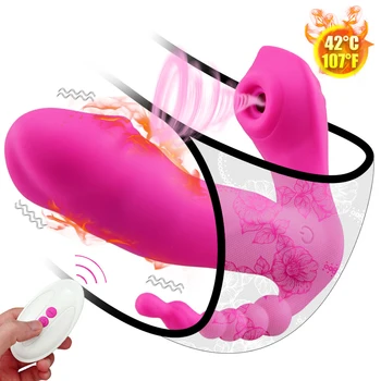 3 In 1 Sucking Vibrator Heating Sex Toys for Women Anal Vagina Clitoris Stimulator Wearable Panties Dildo Vibrator Adult Shop 2