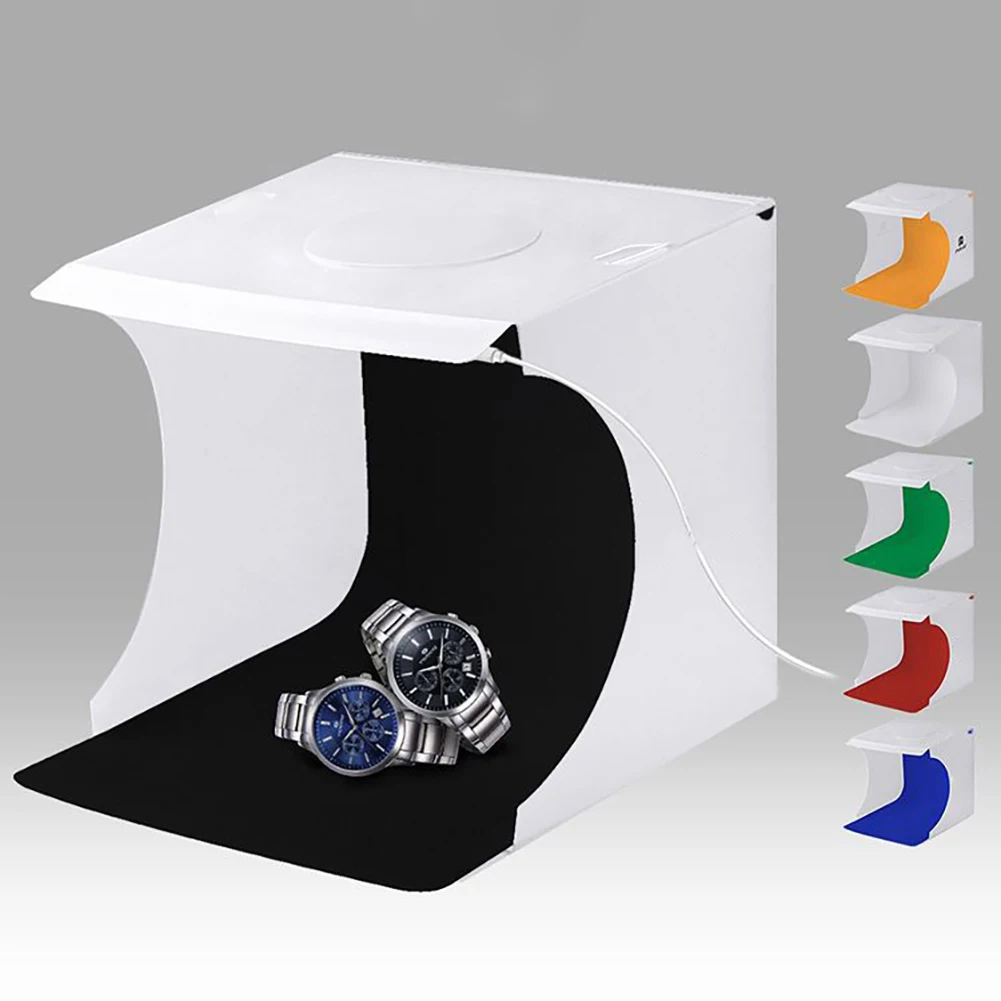 

LED Panels Folding Portable Photo Video Box Lighting Studio Shooting Tent Box Kit Diffuse Studio Softbox with 6 Colors Backdrop