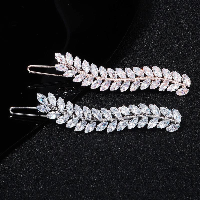 Hair Accessory Hair Clip Hair Headdress Bridal Headwear Miallo Fashion Barrette Cubic Zirconia Leaf Hair Clips for Women Accessories Bridal Wedding Hair Jewelry Party Bride Headpiece