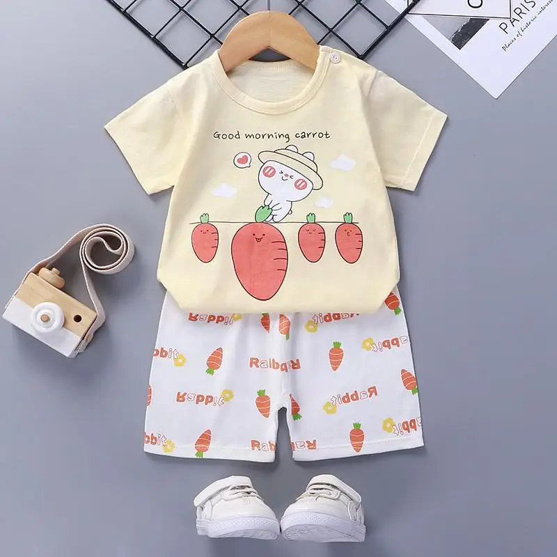 0 1 2 3 Year Old Kids Wear Summer Baby Girls Outfits Printed Cartoon Toddler 2pcs Set 100% Cotton Children Short Sleeve Suits Baby Clothing Set best of sale Baby Clothing Set