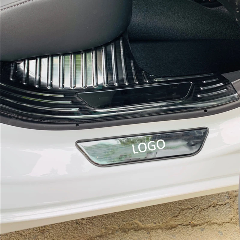 Дверь Наклейка для порога крышка автомобиля порога Накладка Добро пожаловать педаль для Tesla модель 3-19 пленка наклейка