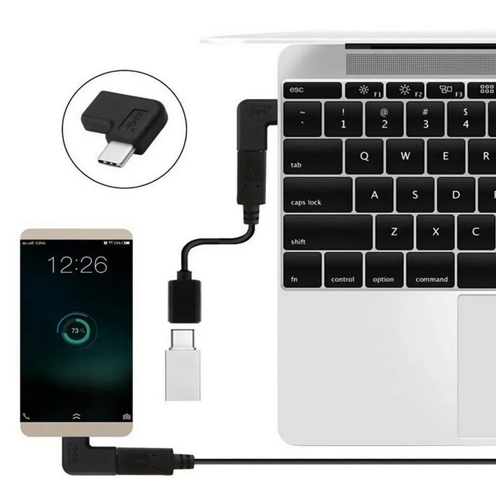 2 шт) 90 градусов USB C type C адаптер «Папа-мама» правый и левый угловой USB-C USB 3,1 type-C папа-мама удлинитель