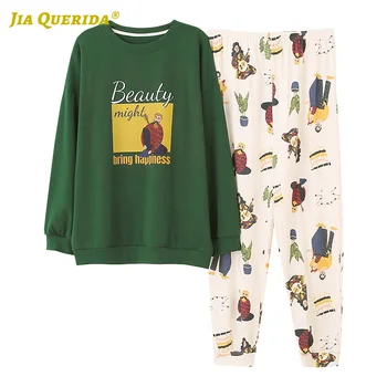 

Pijama Long Sleeve Long Pants Sleepwear Fashion Style Casual Style Crew Neck Spring Autumn Printing Pj Set Pajamas Set Button
