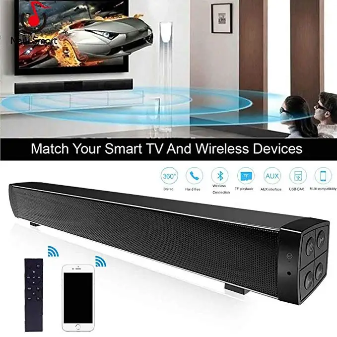 

NEW Bluetooth Sound Bar Wired and Wireless Home Theater TV Speaker Bar with Remote Control, TF Card- Surround Sound Bar