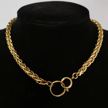 

Punk Hip Hop Thick Short Chain Circle Necklace Gold Color Stainless Steel Chokers Collar Necklace Women Neck Jewelry Party