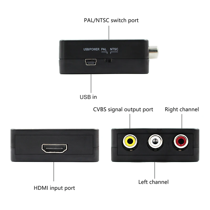 HDMI к RCA видео конвертер 1080P HDMI2AV HDMI AV композитный адаптер конвертер коробка поддержка NTSC PAL для ТВ PS4 черный белый