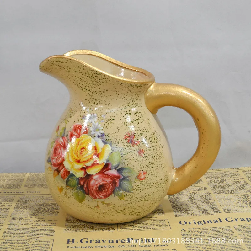 

Creative Pot-shaped Vase European Style Ceramic Home Decoration Furnishings Model Art Plug Vase Flower Holder