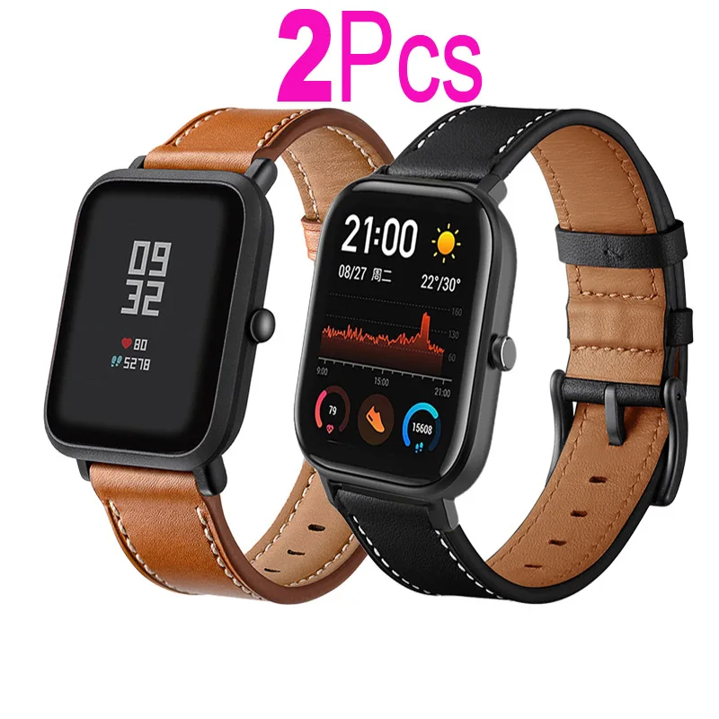 

Leather Strap For Xiaomi Huami Amazfit Bip GTS GTR 47mm/42mm Stratos 3 Watchband Bracelet 20mm/22mm Replacement Wristband