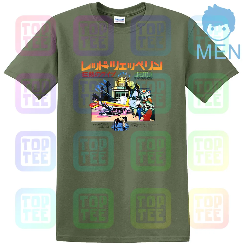 MEN-ARMY GREEN Led Zeppelin группа футболка Японская песня остается тот же фильм Ретро Винтаж уличная размеры S-3Xl - Цвет: MEN-ARMY GREEN