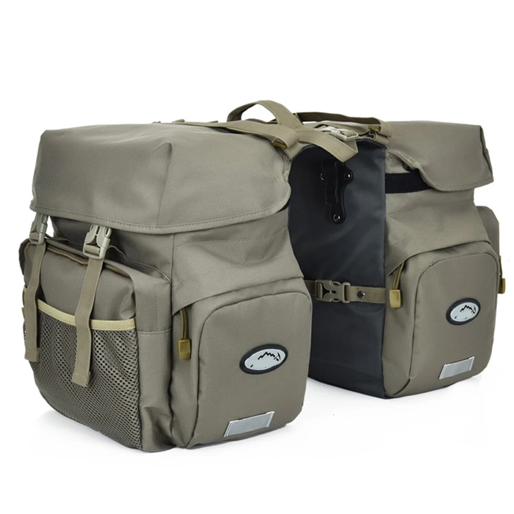 

Storage Retro Bicycle Bag Night Reflective Carrying 2 In 1 Rear Rack Wear Resistant Back Seat Bike 50L Luggage Pannier Cycling