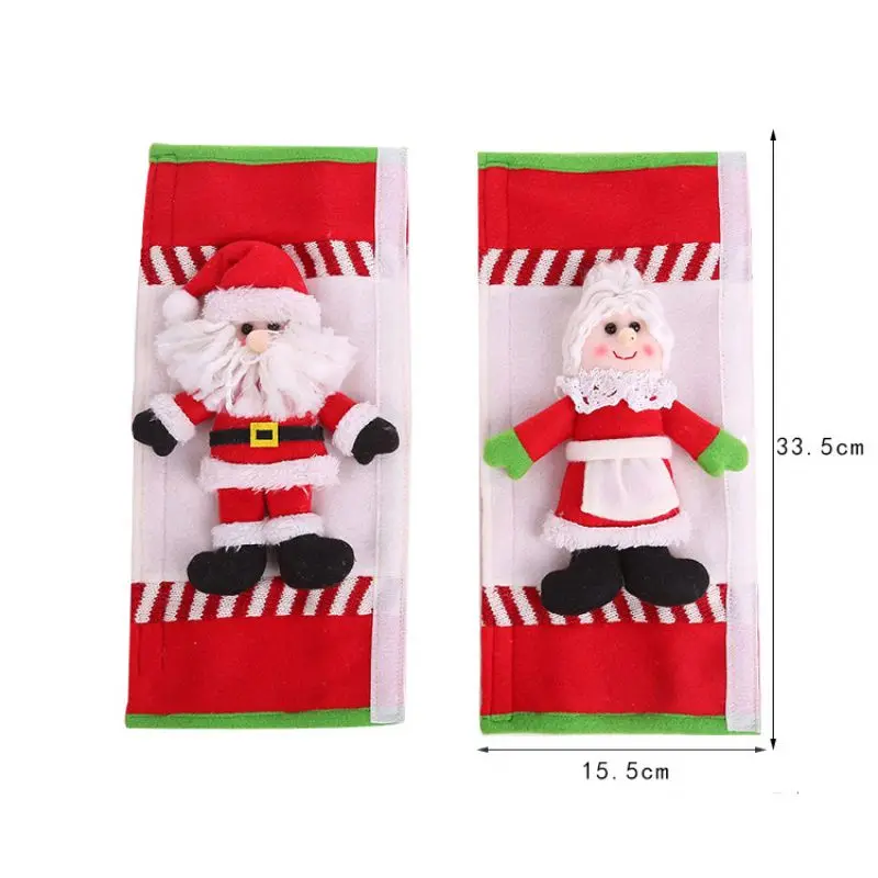 Christmas Refrigerator Handle Covers Set Of 2, Cute Santa Fridge Door Cover Kitchen Appliance Handle Covers For Kitchen