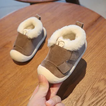 

Baby Suede Shoes Baby Boy Girl First Walkers Kids Soft Rubber Sole Plus Velvet Winter Toddler Shoes Baby Anti-slip Crib Shoes