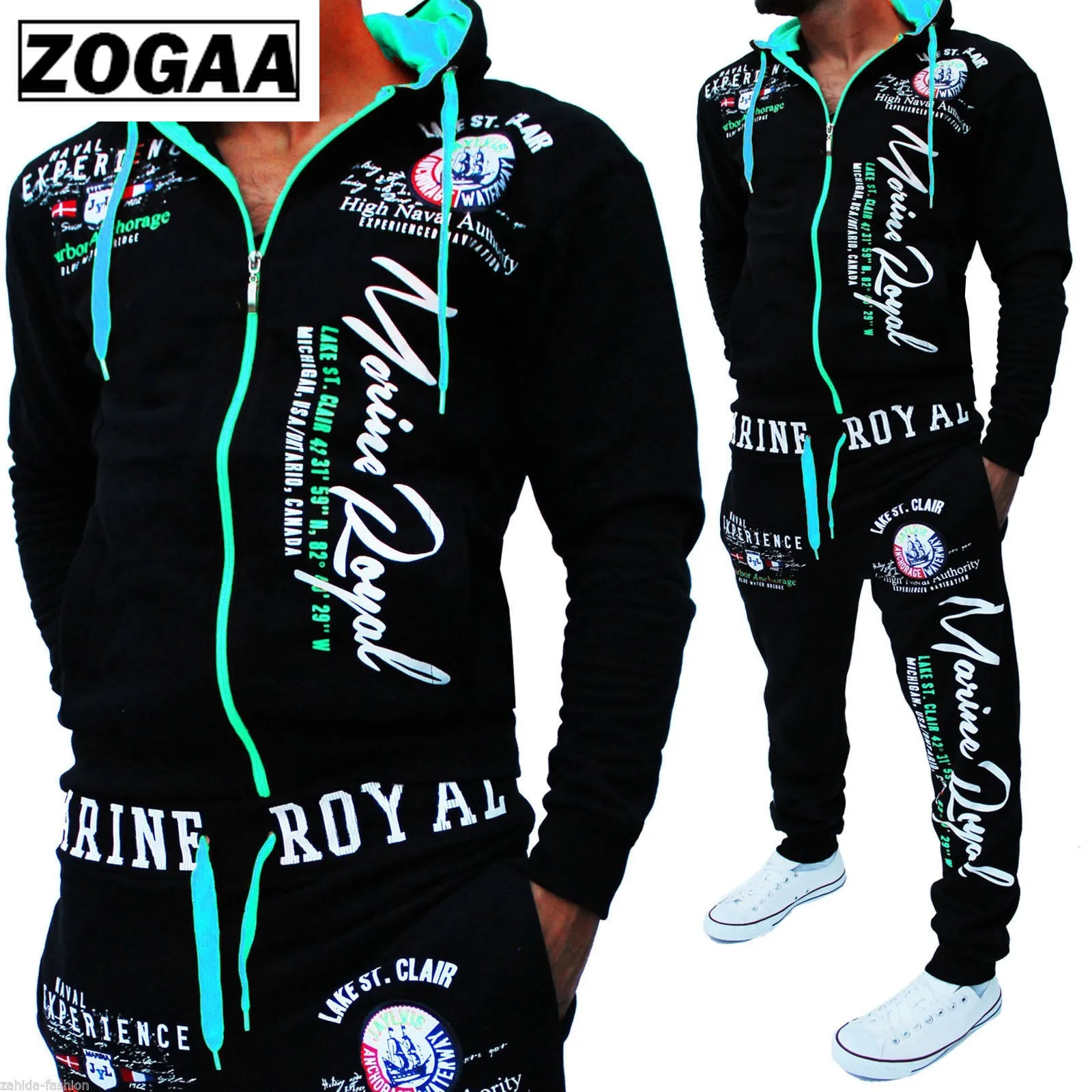 

ZOGAA New 8color Men's Fashion Two-piece Men's Casual Sportswear Hooded Sweatshirt and Pants Suit Letter Printed Sportswear 3xl