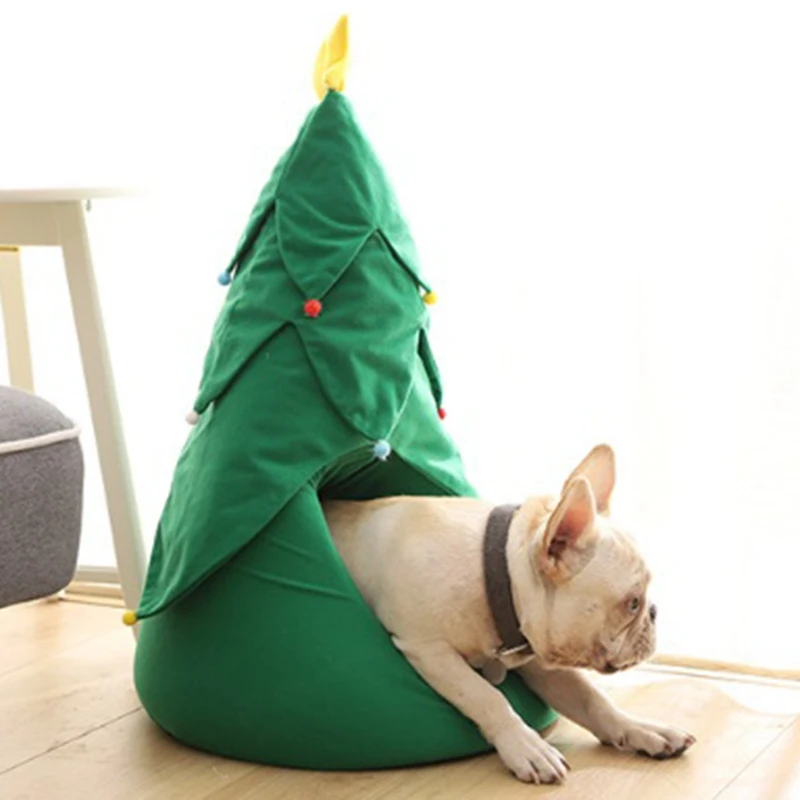Hot Creative Christmas Tree Semi-Closed Warm Breathable Pet Nest Cat Litter Dog House