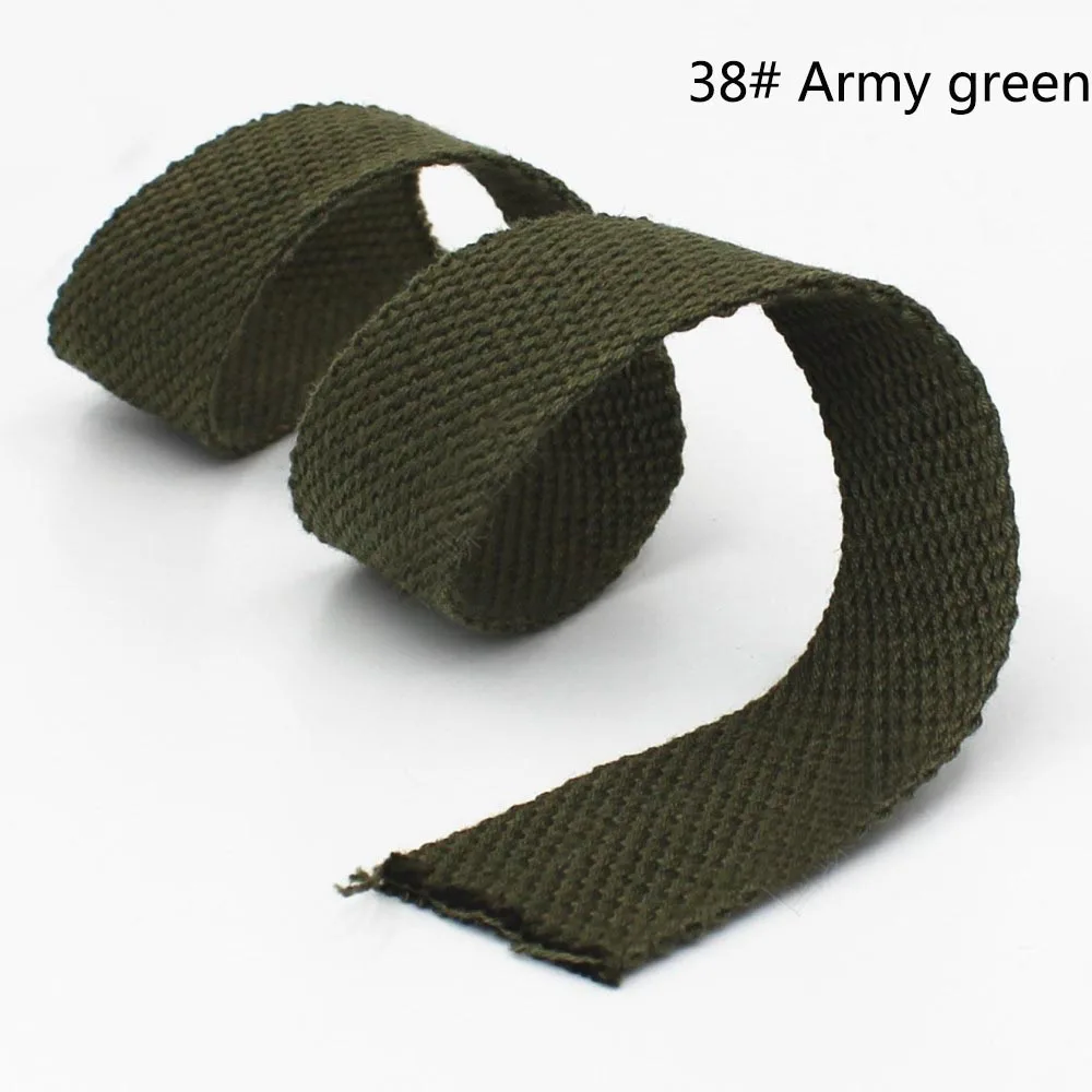 8 ярдов Meetee 2,5 см холщовая хлопковая тесьма 1,5 мм толстый ремень для сумки Одежда лента для рюкзака ремень безопасности DIY Pet веревка для шитья ленты - Цвет: army green