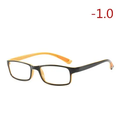Классические очки унисекс, черный, желтый, синий, полная оправа, TR90, готовые очки для близорукости, модные, студенческие, короткие, Eyewear-1.0-1,5 до-6,0 - Цвет оправы: C34