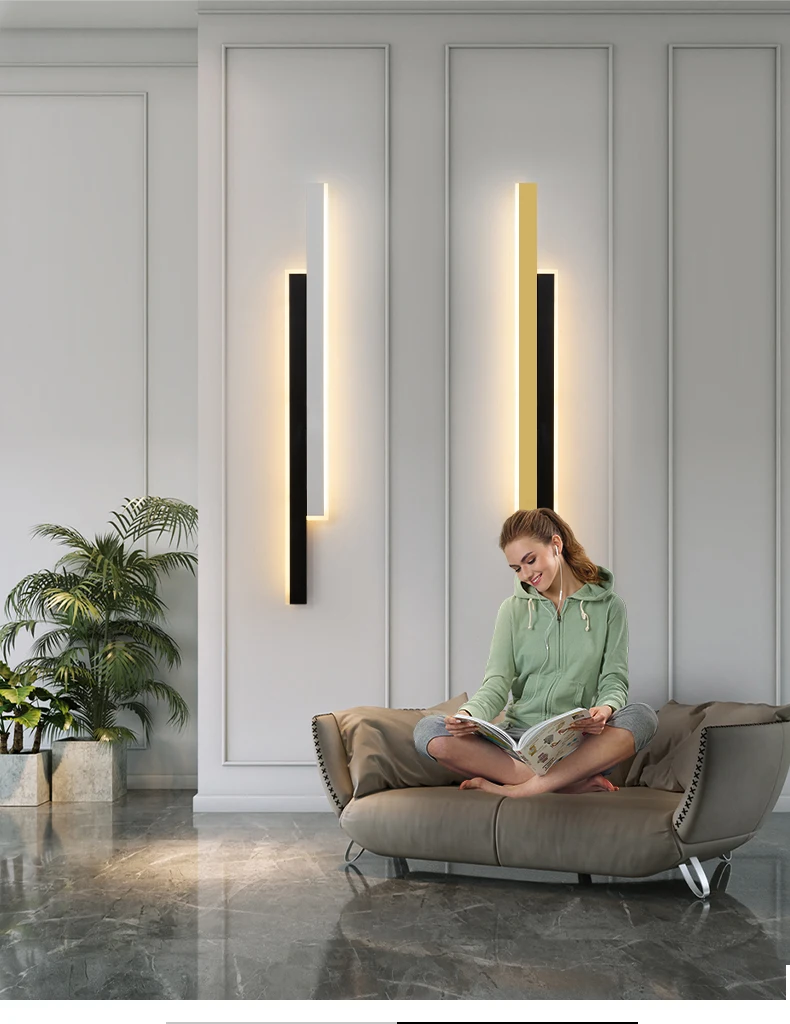 Modern LED Wall Lamps For Living Room Bedroom Bedside Stairs Surface Mounted Sofa Background Lights Home Long Corridor Sconce designer wall lights