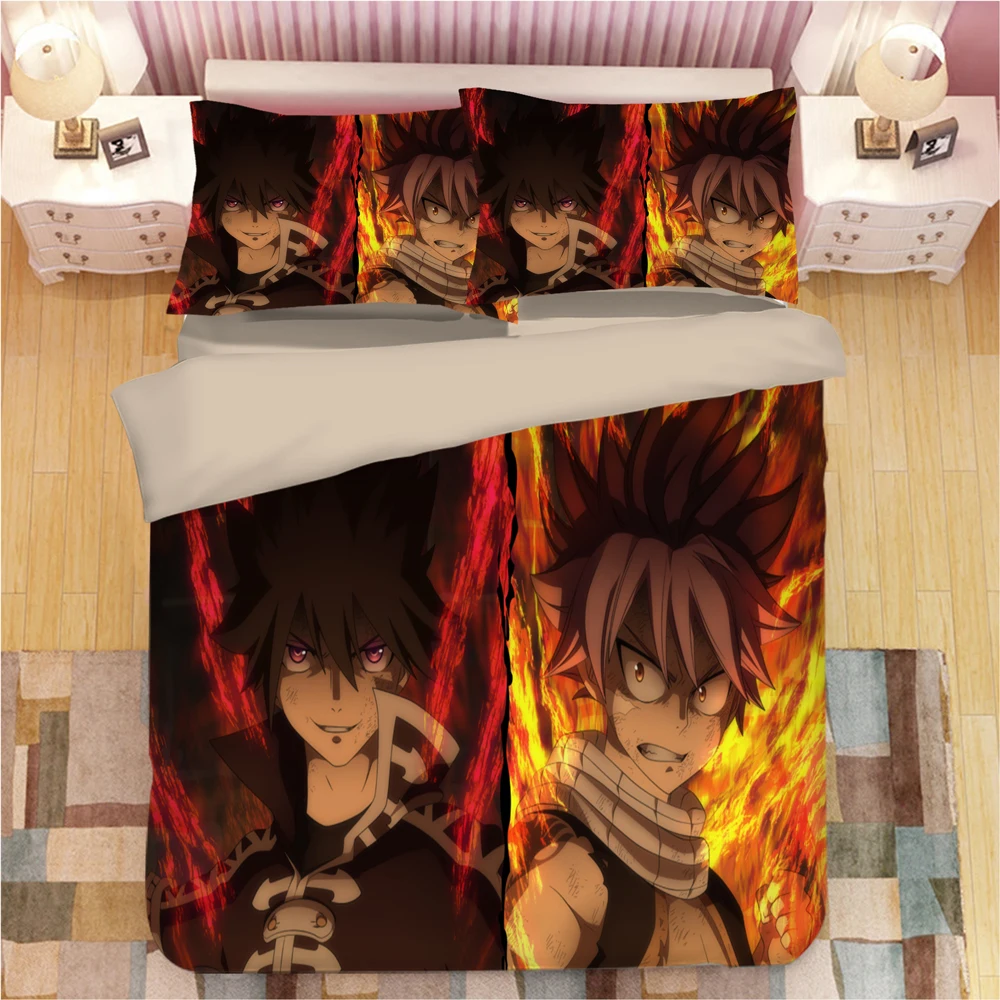 FAIRY TAIL 3D bed linen Cartoon anime Duvet Covers Pillowcases kids Anime Comforter Bedding Sets bed linens bedclothes bed set