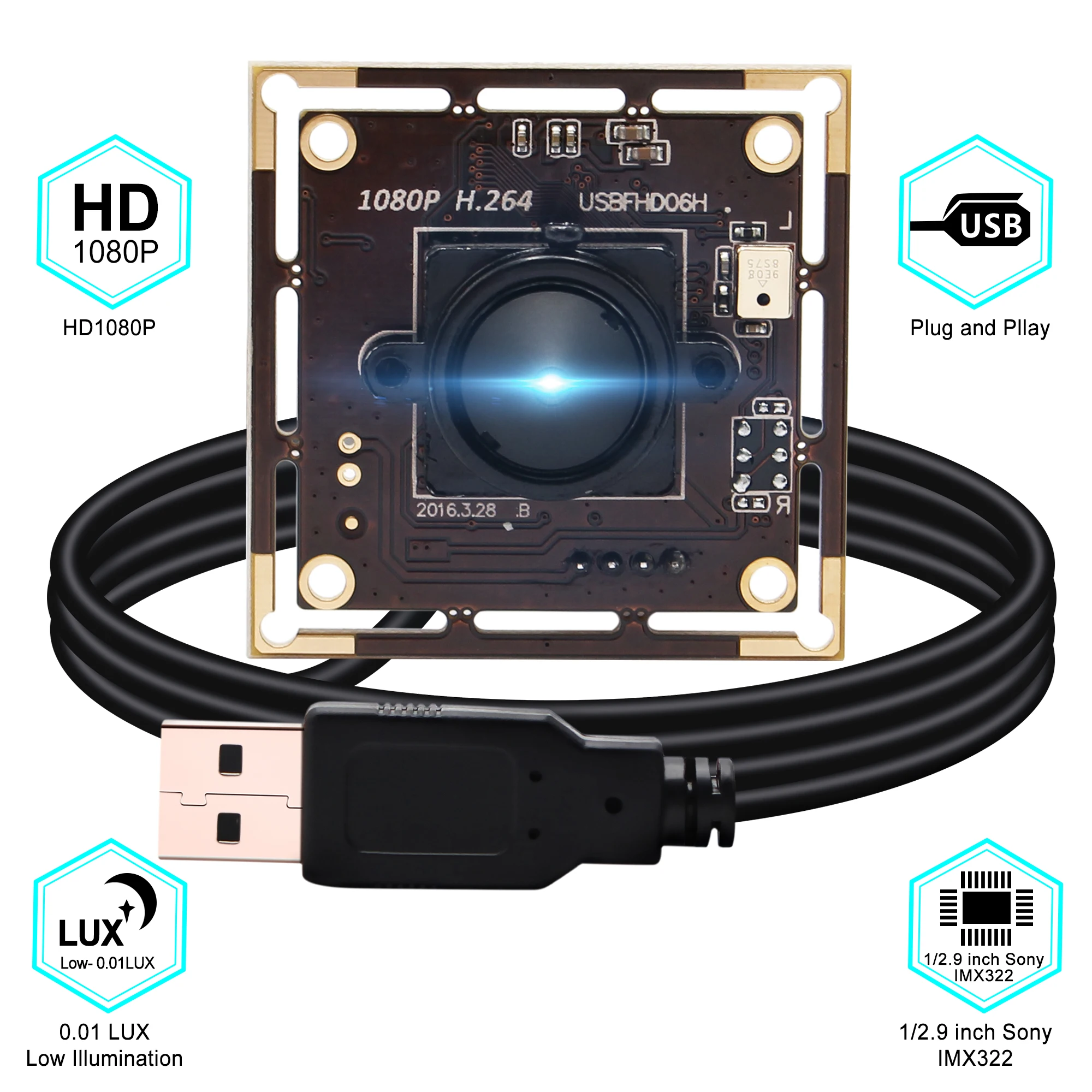 2 0 мегапикселей 1080P Full HD SONY IMX322 CMOS камера промышленного видеонаблюдения с