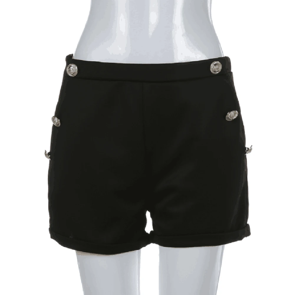 Breathable Ladies High Waist Shorts Summer Girls Simple Style Solid Color Button Slim Shorts Female Casual Temperament Short