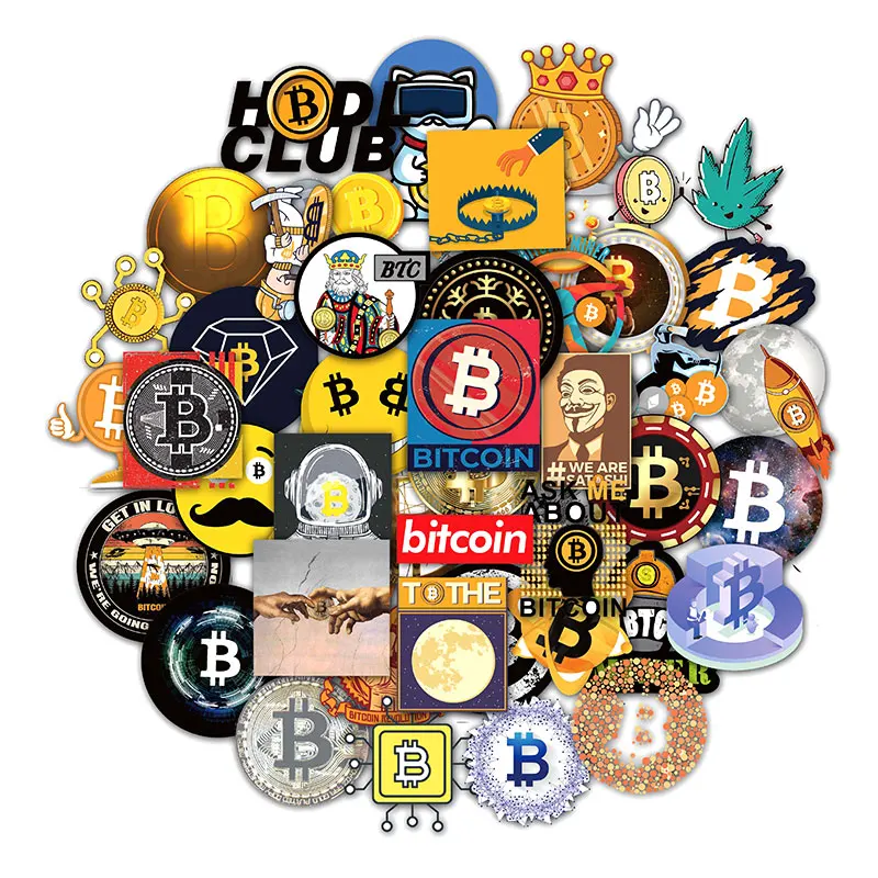 10/30/50pcs/pack Funny Bitcoin/Dogecoin Commemorative coin Stickers For Motorcycle Notebook Computer Car Children's Toys Decal 1
