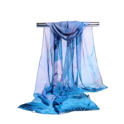 160*50cm Fashion Print Simulation Silk Chiffon Striped Scarf Wild Fashion Shawl Sunscreen Flower Floral Scarf Scarves