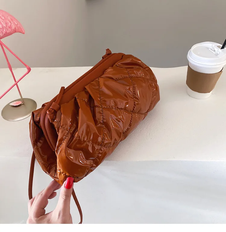 Brown handbag Сумка-клатч для женщин, сумка-облако, мягкая кожаная сумка, на одно плечо, косой, дамские сумки-мессенджеры через плечо, женская сумка-мессенджер из искусственной кожи - Цвет: Brown handbag