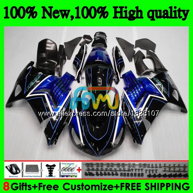 Инъекции для KAWASAKI ZZR1400 ZX 14R ZX-14R 24BS. 27 ZX14R для детей возрастом 12, 13, 14, 15, 16, 17, 2012 2013 цвет синий, черный; большие размеры обтекатель