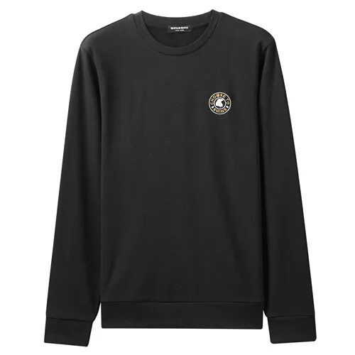 02Black Giordano мужской джемпер с круглым вырезом и длинными рукавами, из натурального хлопка с вышивкой белого мишки на груди - Цвет: 02Black
