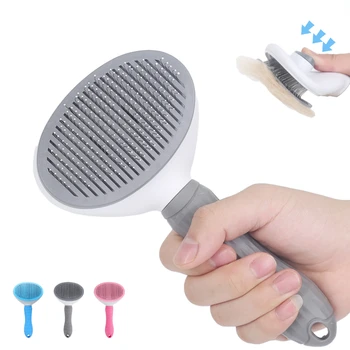 Dog Hair Removal Comb Grooming Brush Stainless Steel Cats Combs Automatic Non-slip Brushs For Dogs Cats Cleaning Supplies Gift 1