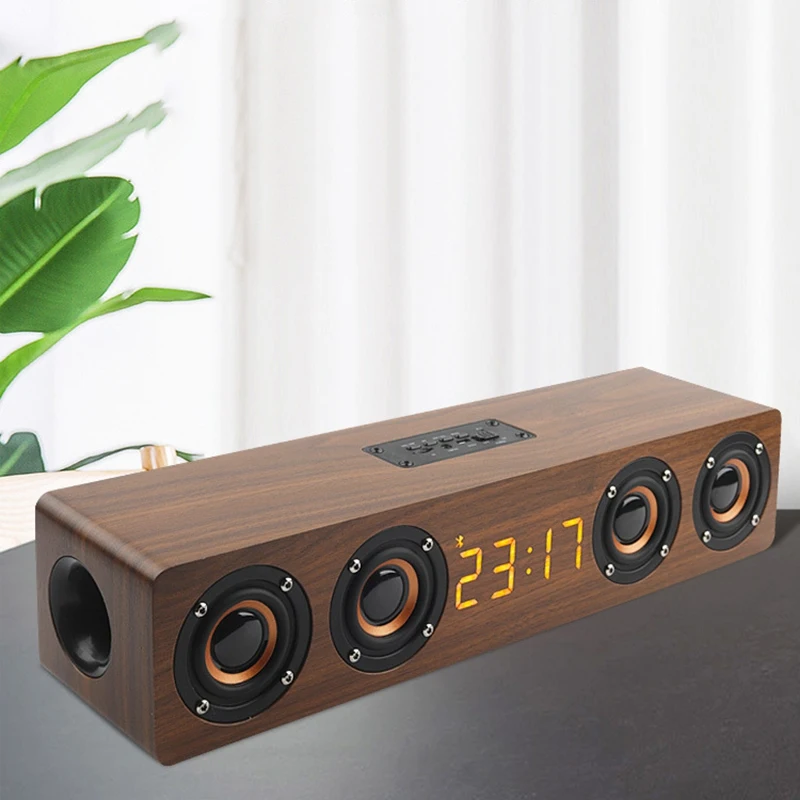 Wooden Portable Clock Wireless Bluetooth Speaker