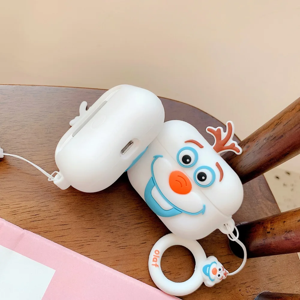 Для AirPods Pro милый 3D мультфильм Олаф чехол для наушников для AirPods 1 2 3 Bluetooth гарнитура Мягкий силиконовый чехол с кольцевым ремешком