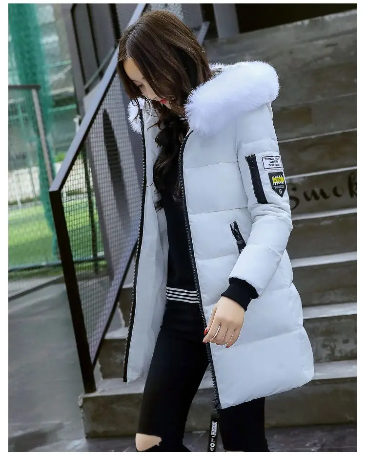 Women Winter Hooded Mid-long Jacket New Fashion Fur collar Thickening Warm Cotton Coat Casual Slim Female Parkas NZYD261A