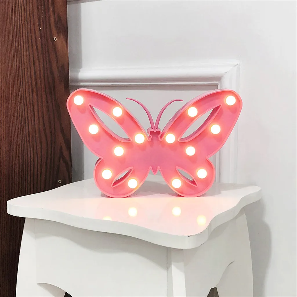 Бабочка Алфавит огни Светодиодный свет белый пластик буквы стоящий подвесной новогодний светодиодный ночник лампа мягкая теплая спальня H4