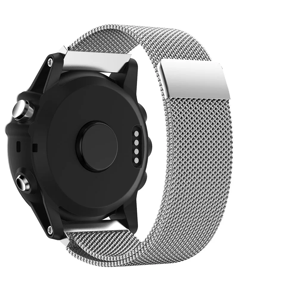 Silver Миланская петля Магнитная часовая полоса ремешок для Garmin Fenix 6X/6X Pro/5X Plus 3 HR Браслет из нержавеющей стали - Цвет ремешка: Silver