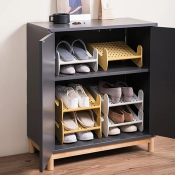 

Durable Adjustable Shoe Organizer Footwear Support Slot Space Saving Cabinet Closet Stand Layered Shoe Rack