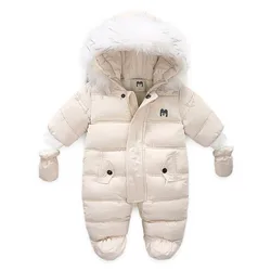 Combinaison à capuche en fourrure pour bébé, barboteuse polaire pour garçon et fille, vêtement d'extérieur pour nouveau né, combinaison de neige 