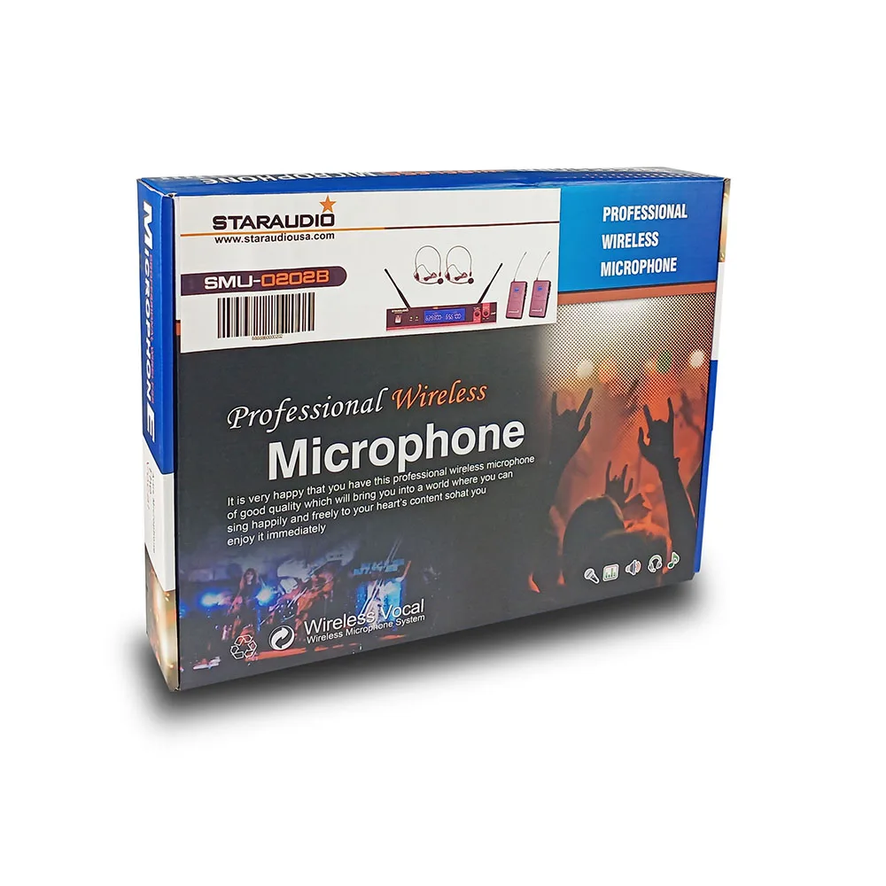 package of the 2ch uhf headset wireless microphone 