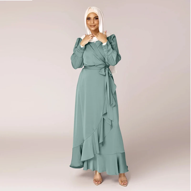 Thick Satin Muslim Hijab Dress Abaya ...