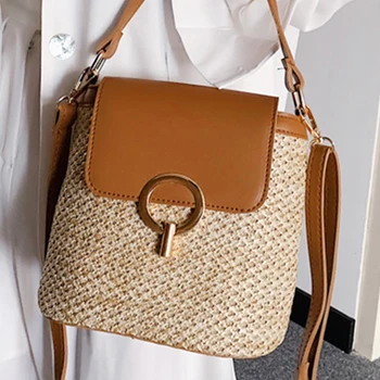 

Womens straw bag Straw Small Bucket Shoulder Bag Summer Crossbody Bags Lady Travel Purses and Hand bags 2020 female small bags