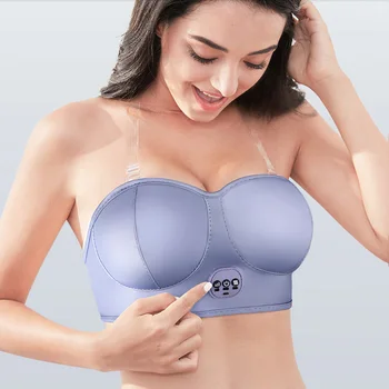 Charging Electric Breast Massage Bra Vibration Chest Massager Growth Enlargement Enhancer Breast Heating Stimulator Machine USB kiki newgain mini electric body massager vibration massager infrared heating 3 x aaa battries or usb dc 5v e28 sm001