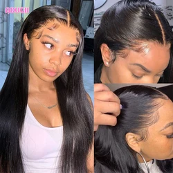 Adugii Straight Lace Front Human Hair Wig For Women 30 Inch Natural Hair Wigs 13X4 Transparent Lace Frontal Wig 4x4 Closure Wig