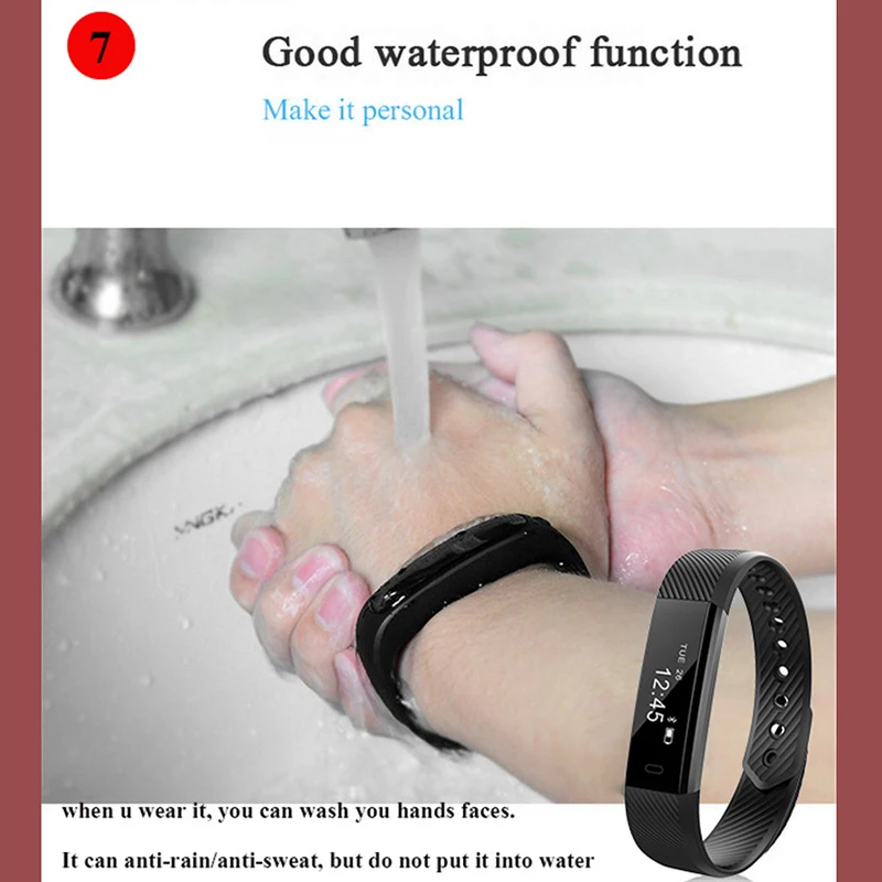 TONGYDA Pedometer Smart Wristband Smart Bluetooth Sports Bracelet Heart Rate Monitor Fitness Tracker Fitness Smart Band