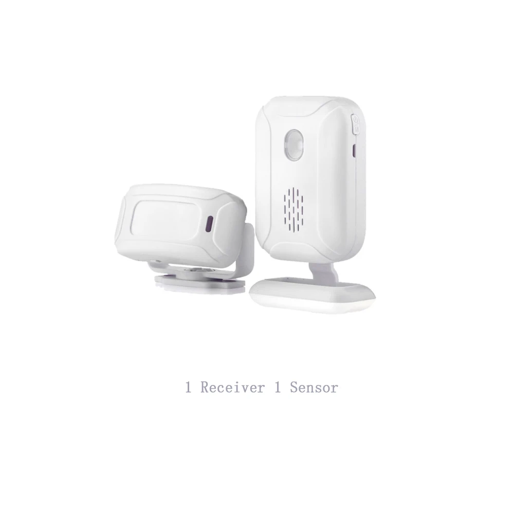 1 Receiver 1 Sensor 5в1 беспроводной дверной звонок для домашней безопасности инфракрасный ИК датчик движения Добро пожаловать/дверной звонок/Будильник/цветной светодиодный светильник s/Ночной светильник - Цвет: 1 Receiver 1 Sensor
