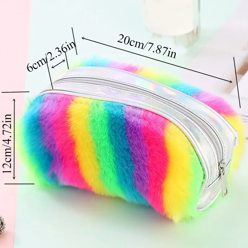 Радуга Плюшевые Карандаш Чехол школьные принадлежности канцелярский Карандаш Чехол модная школьная рубашка для девочек Милая большая молния пенал для карандашей подарки оптом