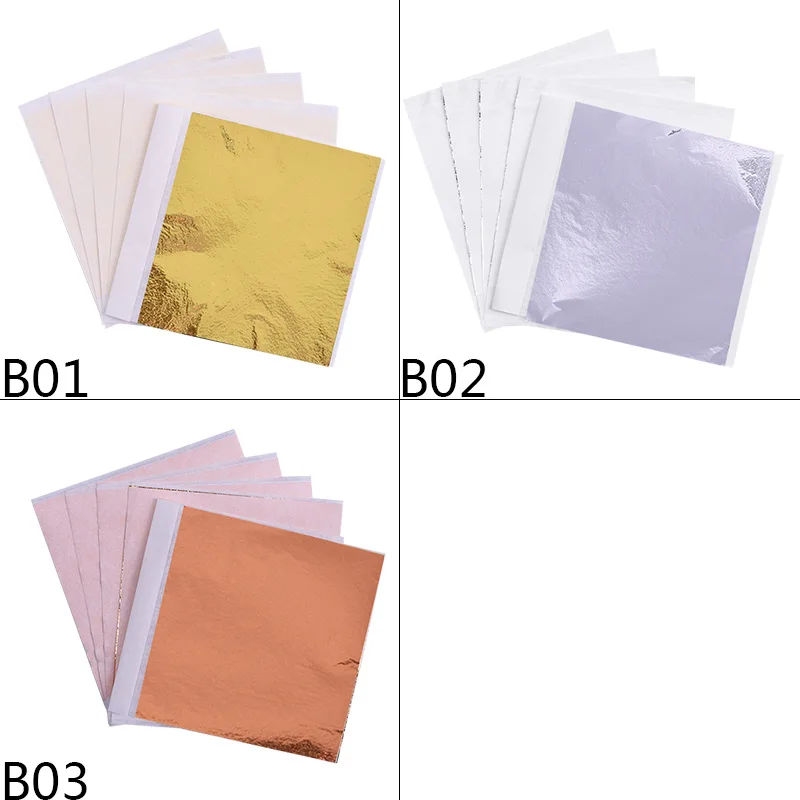 14*14cm 100Pcs Imitation Silver Gold Leaf Paper Gold Foil Sheets Gilding Copper Foil Papers Leaf Leaves Sheets DIY Craft Decor